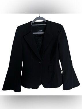 Karen Millen Single Button Flare Bell Sleeve Blazer Jacket size 10 Black
